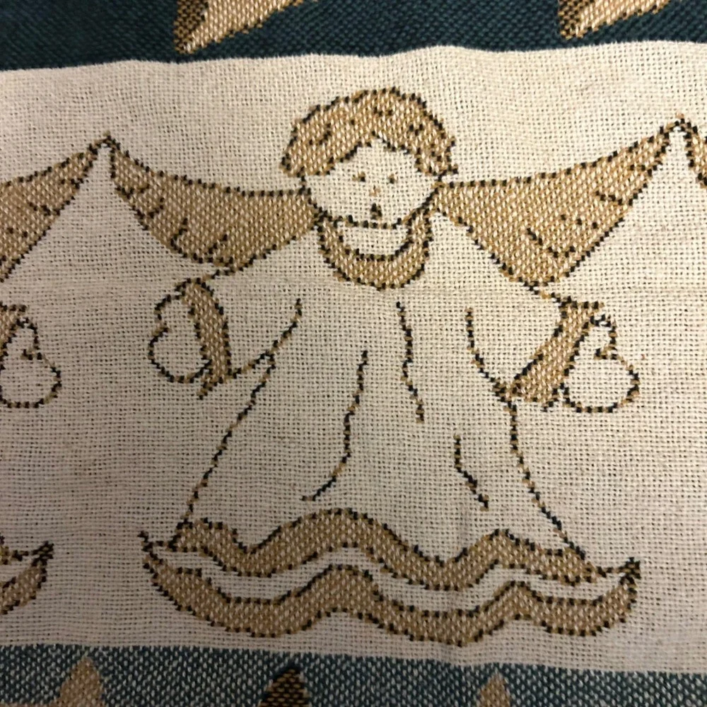 Vintage Christmas Throw Blanket Angels Joy Candles Holly Star Holiday Decor52x62
